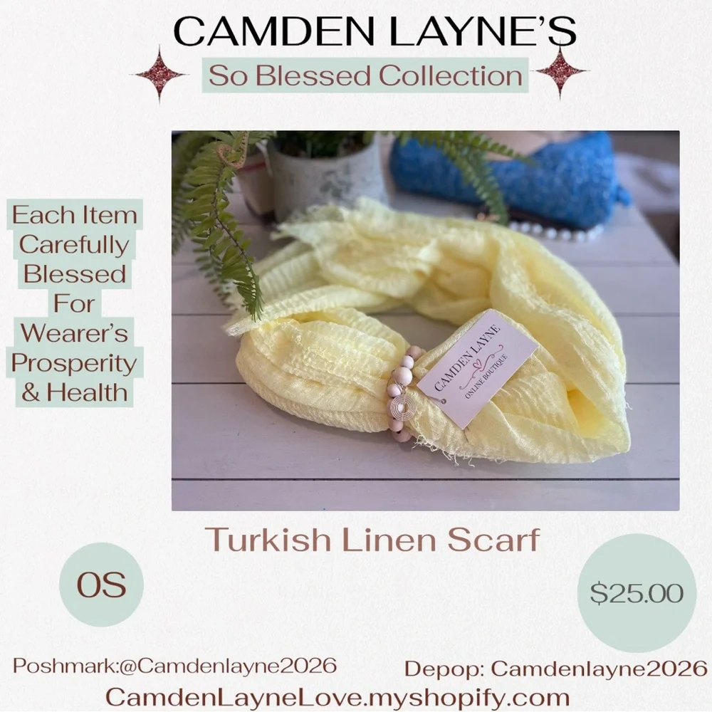 Camden Layne Blessed Yellow Turkish Linen Scarf